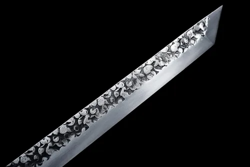 Vista 7 de Espada de dragón negro fresco de 40 pulgadas, acero al carbono, hoja recta japonesa Ninjato