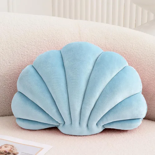 Vista 9 de XIAIJIA Seashell - Almohada decorativa con forma de concha marina, almohada de lanzar con forma de concha, almohada de playa con inserto 3D
