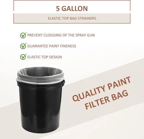 Vista 5 de Patelai 5 bolsas de colador de pintura de 5 galones de malla fina regular/coladores elásticos para uso con pulverizadores de pintura (blanco)