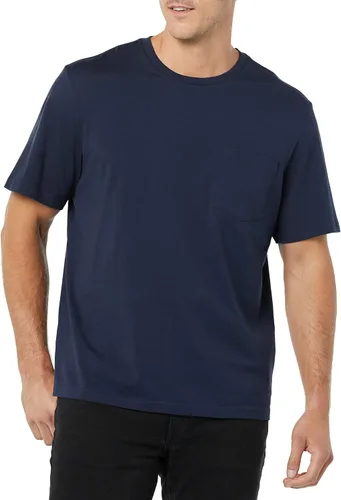 Vista 5 de Tienda Essentials Camiseta de manga corta con cuello redondo para hombre, ajuste regular, paquete de 2