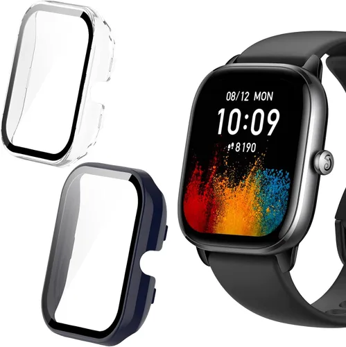 Vista 10 de Lamshaw Funda compatible con Amazfit GTS 4 Mini, carcasa protectora de policarbonato duro con protector de pantalla de vidrio templado compatible