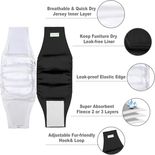 Vista 2 de wegreeco Pañales para perros pequeños machos, bandas reutilizables para el vientre para perros machos, pañales lavables para cachorros machos