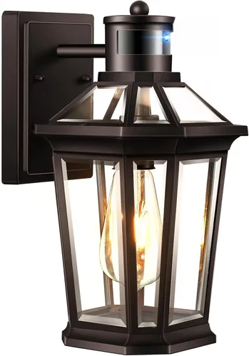Vista 10 de VIANIS Luces exteriores grandes con sensor de movimiento negro, rango de detección ajustable, accesorios de iluminación exterior de aluminio