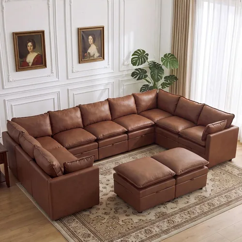 Vista 81 de Otomana cuadrada grande de 27 pulgadas con almacenamiento, reposapiés tapizado moderno con patas antideslizantes para sofá, mesa de café, sala