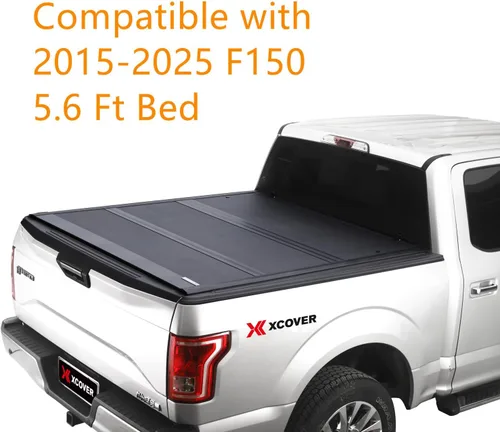Vista 2 de Xcover - Cubierta rígida plegable para caja de camioneta de perfil bajo, compatible con camioneta F150 2015-2025 con caja de 5.6 pies