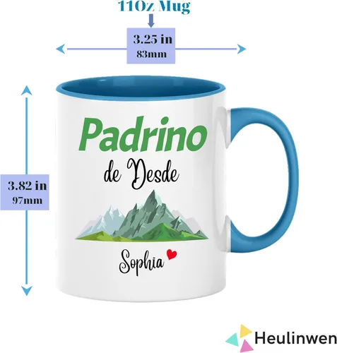 Vista 7 de Juego personalizado de Bautizo Recuerdos Juego De 2 Tazas 2024, Padrinos De Bautizo Propuesta Set 2 Tazas Café 11Oz, Para Niño, Niña, Propuesta