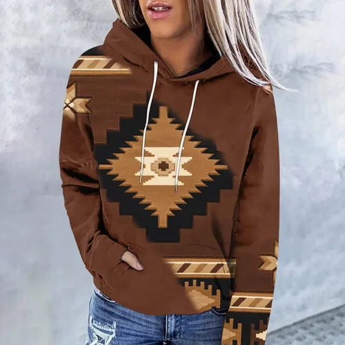 Vista 31 de Sudaderas con capucha azteca occidental para mujer, sudaderas de manga larga con gráficos vintage, camisetas de vaquera, ropa 2023