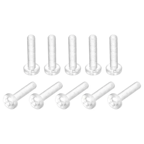 Vista 14 de uxcell M2x6mm plástico Phillips pernos 50pcs PC Pan cabeza máquina tornillos transparentes