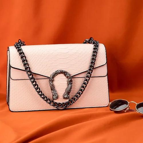 Vista 6 de Aiqudou Crossbody Satchel Handbag for Women - Fashion Snake Print Chain Purse Luxury Leather Shoulder Bags