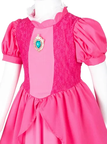 Vista 6 de Vestido de princesa rosa para niñas, disfraz de princesa para niñas pequeñas, vestido con accesorios