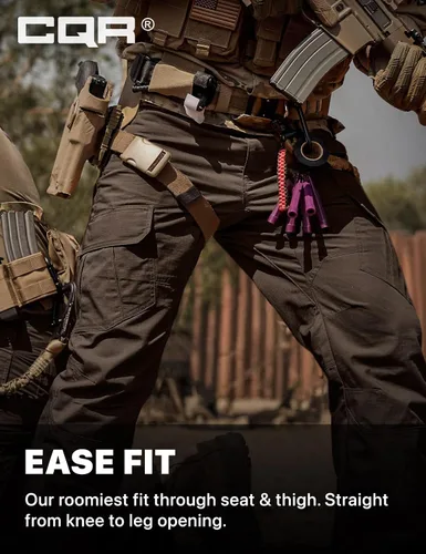 Vista 5 de CQR - Pantalones tácticos tipo cargo para hombre, tejido ripstop, resistentes al agua, ligeros, para uso diario, trabajo, senderismo o exteriores