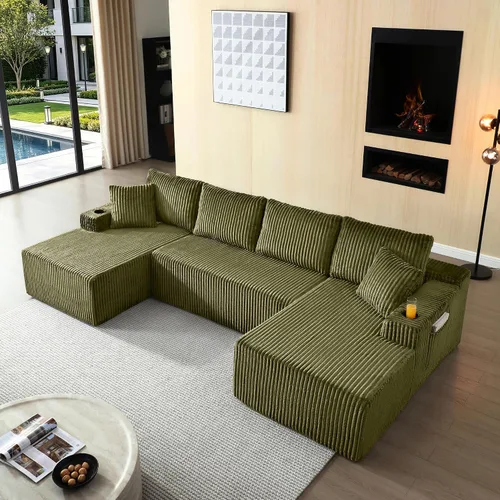 Vista 15 de Sofá seccional Cloud de 108 pulgadas, sofá seccional modular moderno con asiento profundo, sofás de pana sin estructura con chaise en forma de L