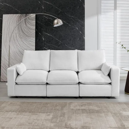 Vista 11 de Moderno sofá modular grande en forma de U, sofá cama convertible con diván reversible para sala de estar, asiento de almacenamiento, adecuado