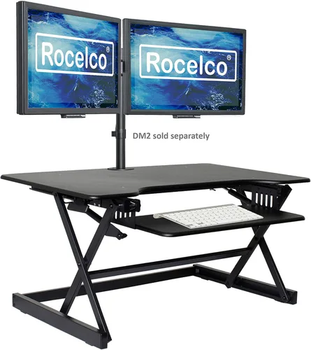 Vista 20 de Rocelco - Convertidor de escritorio para trabajar de pie con altura ajustable de 32 pulgadas - Estación de trabajo para computadora sentada o de pie
