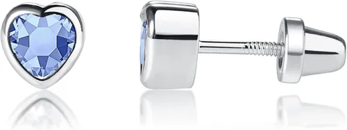 Vista 17 de Aretes de corazón con pasador simulando piedra natal con tornillo de traba (6mm) - para niñas 06-Junio