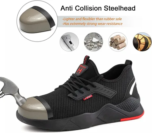 Vista 2 de Hitmars Steel Toe Shoes Mens Womens Safety Shoes Steel Toe Cap Safety Trainers Non Slip Lightweight Work Boots Mesh Breathable Industrial Sneakers