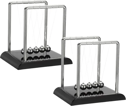 Vista 11 de PATIKIL Paquete de 2 cradle Newtons, péndulo de cuna de Newton, 5 bolas de equilibrio, juguetes de escritorio, bola de gravedad, divertida
