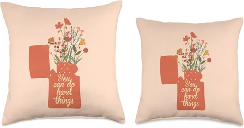 Vista 3 de You Can Do Hard Things, Optimistic Women's Empowerment Quote Throw Pillow