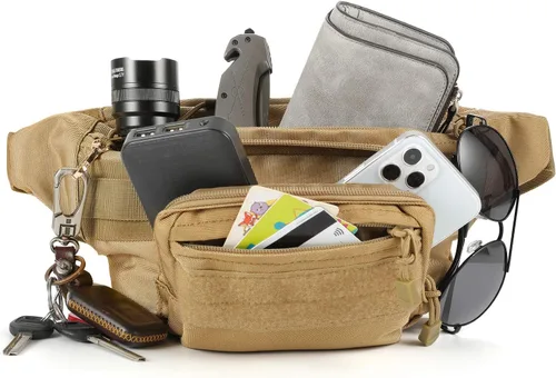 Vista 3 de SOWHUP Riñonera Táctica, Bolsa de Cintura Militar con Parche de EE.UU., Bolsa de Cinturón de Utilidad para Cadera para Pesca al Aire Libre