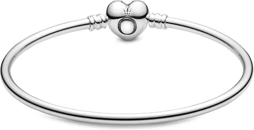 Vista 2 de Silver Pandora Bangle with Heart Logo Clasp