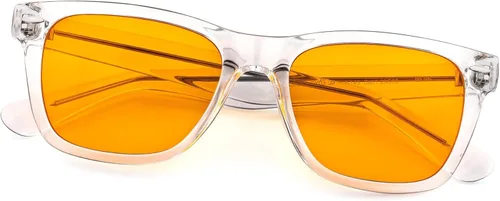 Vista 9 de ViewJoy Gafas para Dormir 99.9% Lentes de Luz Azul con Doble Capa AR, Lente Ámbar Naranja para Computadora, Juegos y Reducción de Fatiga Visual