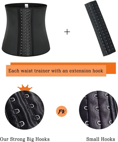 Vista 5 de GainKee 100% Látex Fajas de Entrenamiento para Cintura de Hombre con Hueso de Acero, Cinturón de Sudor, Traje de Sauna para Fitness, Moldeador