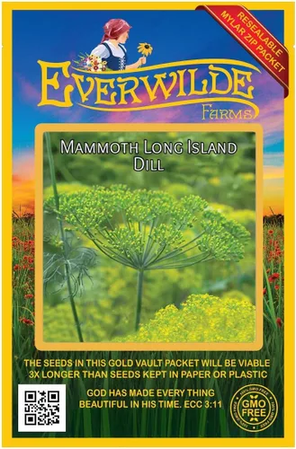 Vista 4 de Everwilde Farms - Semillas de hierbas de eneldo de Long Island Mammoth de 1 onza - Gold Vault