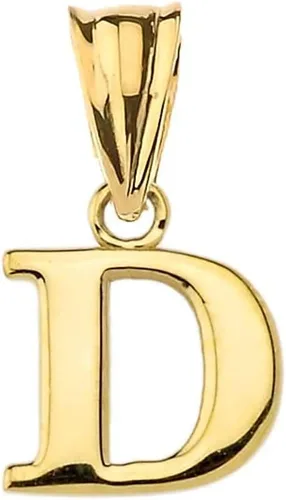 Vista 7 de Colgante de oro amarillo de 10 quilates con inicial A-Z con dije fino de 1/2 pulgada – Elección de letra inicial