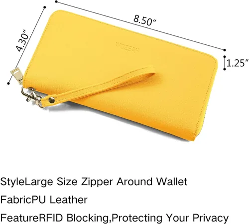Vista 4 de WOZEAH - Cartera de piel sintética con cremallera y bloqueo RFID para mujer ideal para viajar