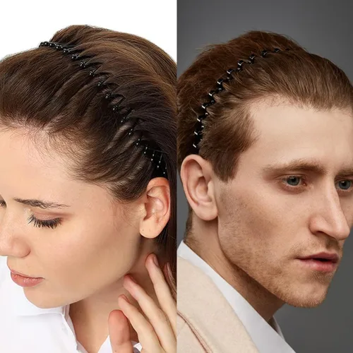 Vista 2 de BOYIVI 15 diademas de metal para dientes de moda, bandas onduladas negras antideslizantes unisex deportivas para hombres y mujeres