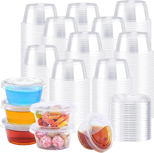 Vista 11 de BYSNOW 360 juegos de vasos de gelatina de plástico de 4 onzas con tapas