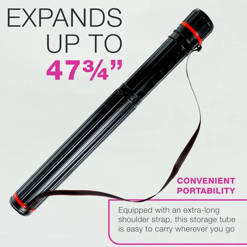 Vista 3 de U.S. Art Supply Tubo grande para póster – telescópico ajustable de 30-1/4 a 47-3/4 pulgadas – Tubo de almacenamiento duradero de 4-7/8 pulgadas
