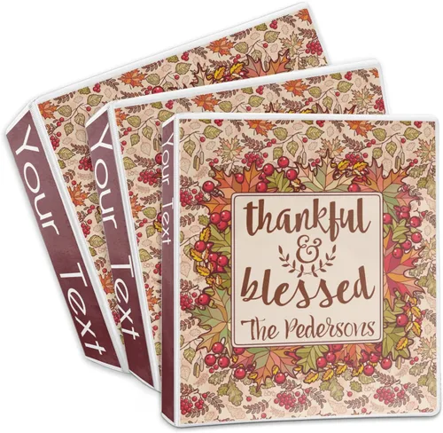 Vista 3 de Carpeta personalizada de 3 anillos Thankful & Blessed - 1 pulgada