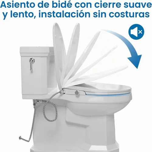 Vista 3 de Asiento de inodoro de bidé para inodoro redondo, asiento de bidé de polipropileno no eléctrico con lavado con agua fría con boquilla autolimpiante