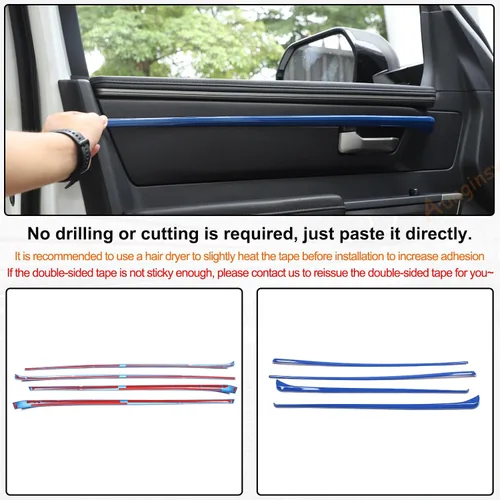 Vista 4 de Aunginsy Tiras de Moldura Interior para Puerta de Coche Compatible con Toyota Tundra 2022 2023 2024 2025 Camioneta Pickup, Moldura Decorativa