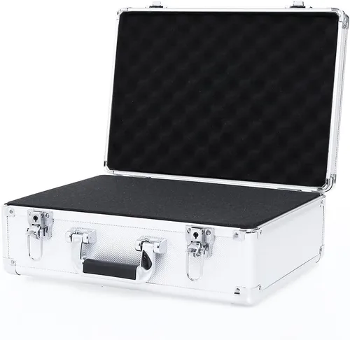 Vista 6 de maleta rígida de aluminio de 14" con inserto de espuma personalizable DIY (interior de 13 x 9 x 4")