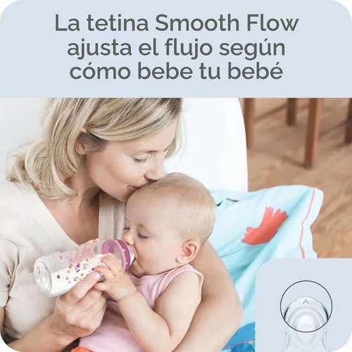 Vista 3 de NUK Smooth Flow - Biberón anti-cólico, 5 onzas, elefante Elefante gris