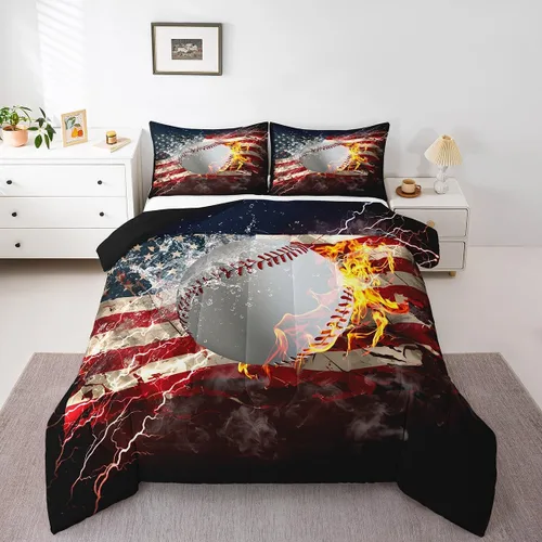 Vista 51 de Erosebridal Juego de edredón de bandera estadounidense tamaño individual para niños y adolescentes, juego de ropa de cama de camuflaje, edredón