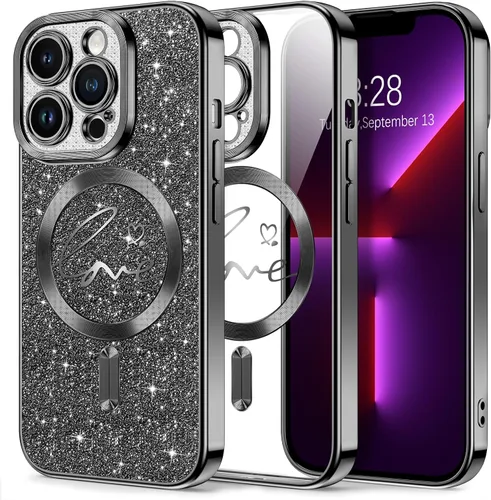 Vista 73 de Hython Funda para iPhone Air con purpurina, compatible con MagSafe Love Heart fundas magnéticas transparentes para teléfono para mujeres y niñas