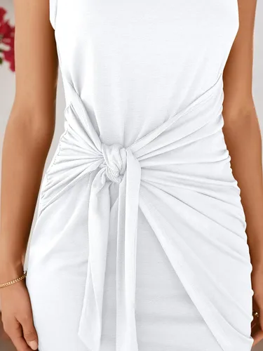 Vista 7 de Lillusory Minivestido ajustado sin mangas y con frunces, para mujer, para un estilo informal o la playa