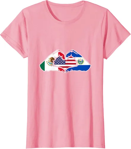 Vista 16 de Corazón manos México, El Salvador y Estados Unidos. Camiseta, Negro