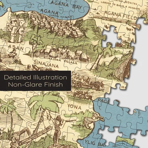 Vista 3 de Rompecabezas de 1000 piezas Mapa histórico de la isla histórica de Guam - 1958 Guam Puzzle para adultos