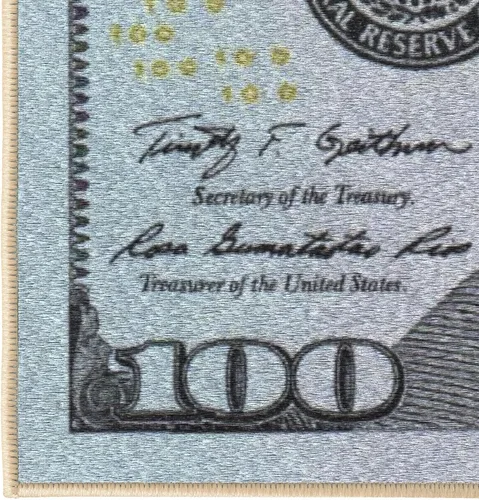 Vista 8 de Tapete largo y moderno con diseño de billetes de $100, tapete con respaldo de caucho antideslizante y lavable a máquina para pasillo, cocina