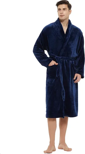 Vista 5 de U2SKIIN Mens Fleece Robe Plush Collar Shawl Bathrobe