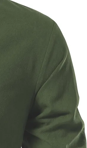 Vista 5 de JEMITOP Men's Pure Cotton Renaissance Lace Up Shirt Verde militar