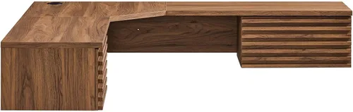 Vista 3 de Modway EEI-6181-WAL Render - Escritorio de oficina esquinero para montaje en pared, nogal