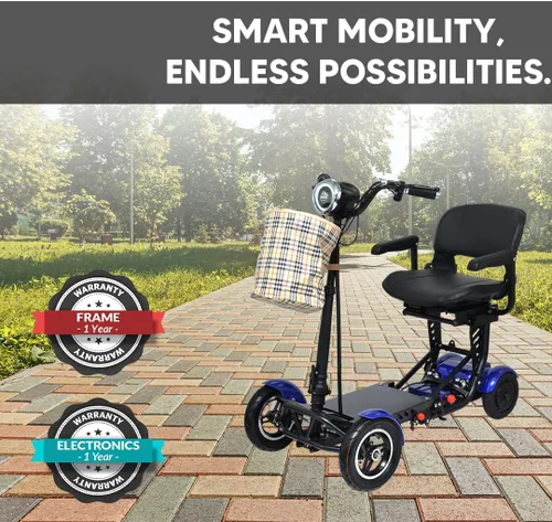 Vista 5 de MS-3000 Scooter eléctrico para adultos, scooters plegables para personas mayores, scooter de movilidad de 4 ruedas con silla, scooter eléctrico