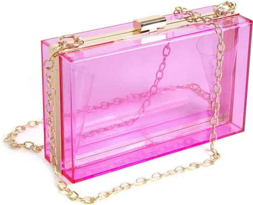 Vista 19 de WJCD - Bolso de mano de acrílico transparente para mujer, bolso de hombro con correa de cadena de dorada desmontable Premium Acrylic, Stadium