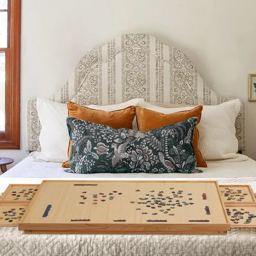 Vista 6 de TEAKMAMA 2000Pcs Jigsaw Puzzle Table with 4 Drawers for Adults,Natural