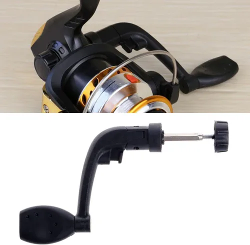 Vista 3 de Carretes de pesca universales de plástico con mango eléctrico para manivela y brazo de roca giratorio